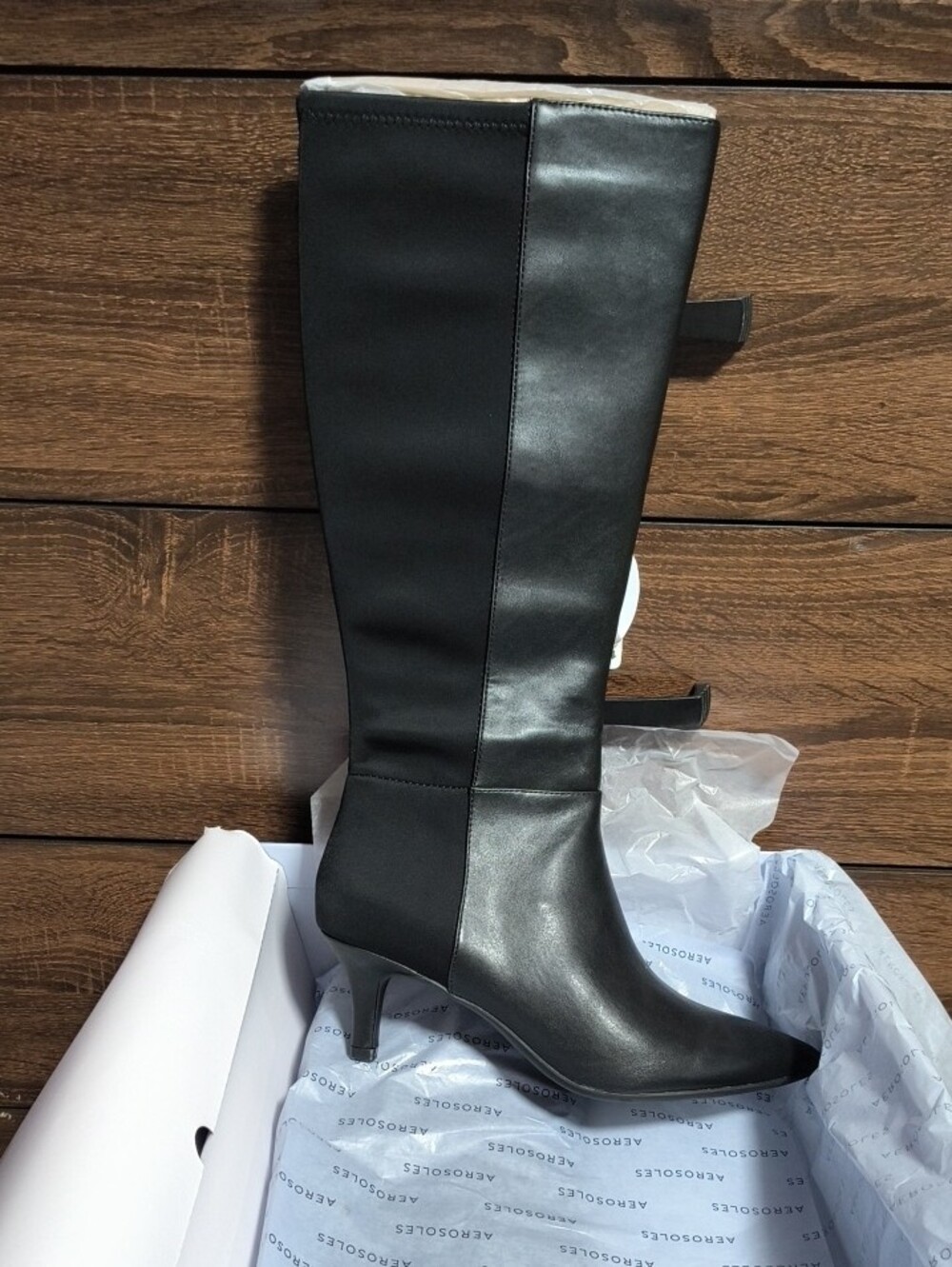 Aeropostale Black Knee-High Pointed-Toe Heel Boots - Picture 3 of 8